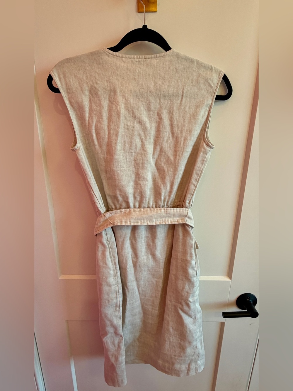 J. McLaughlin Light Beige Linen Wrap Dress with Tie Belt NWT - Picture 3 of 3
